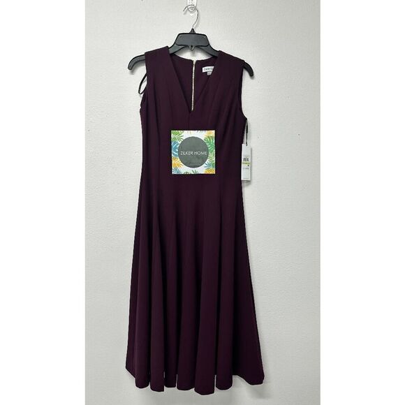 Calvin Klein Women's V-Neck Midi Dress - Purple 4 - Picture 2 of 8
